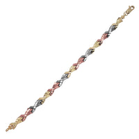 Tricolor Diamond-cut X-Link Fancy Bracelet (14K)