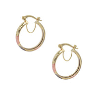 Tricolor Diamond-Cut Bangle-Style Hoop Earrings (14K)