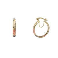 Tricolor Diamond-Cut Bangle-Style Hoop Earrings (14K)