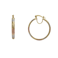 Tricolor Diamond-Cut Bangle-Style Hoop Earrings (14K)