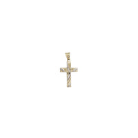 Two-Tone Diamond-Cut Streamlined Cross Pendant (14K）