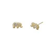 Stone-set Elephant Stud Earrings (14K)