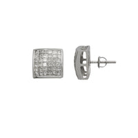 Diamond Princess-cut Invisible-Set Square Stud Earrings (14K)
