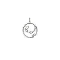 Zirconia "Love You" Outlined Round Pendant (14K)