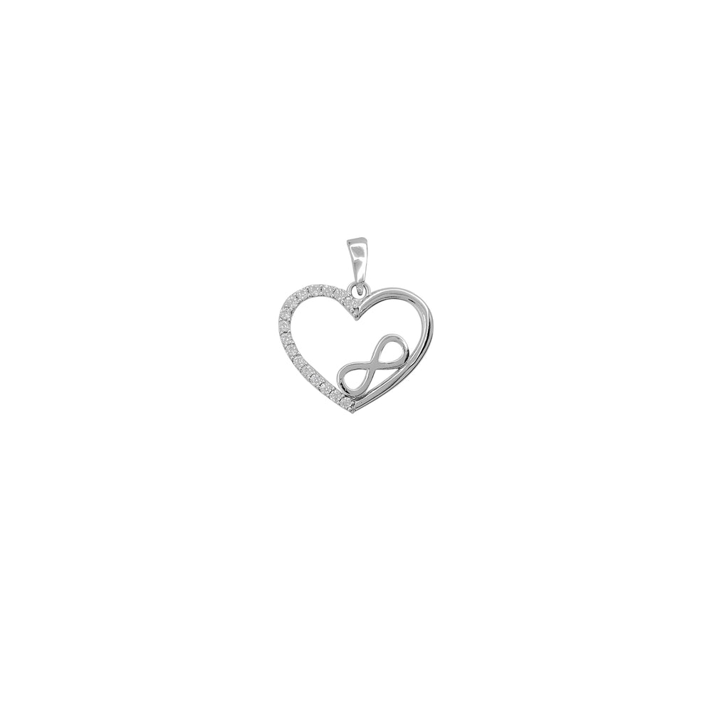 Outlined Heart & Infinity Symbol Pendant (14K)