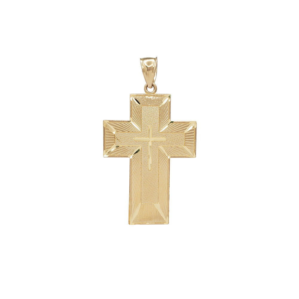 Diamond-cut "Our Father" Cross Pendant (14K)