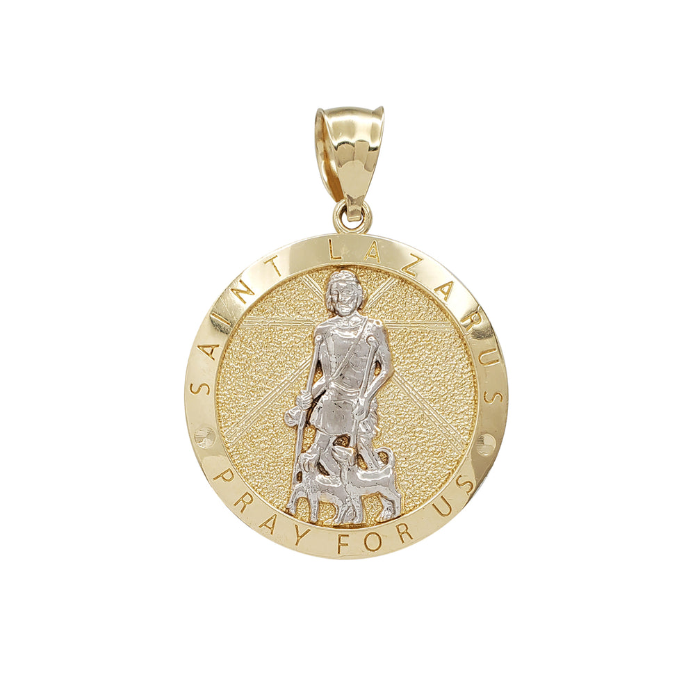 Saint Lazarus Pray for Us Round Medallion Pendant (14K)