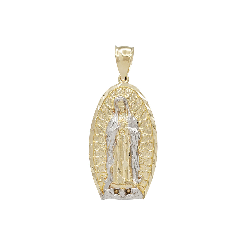 Two-Tone Textured Virgin Mary Pendant (14K)
