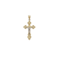 Two-Tone Textured Crucifix Pendant (14K)