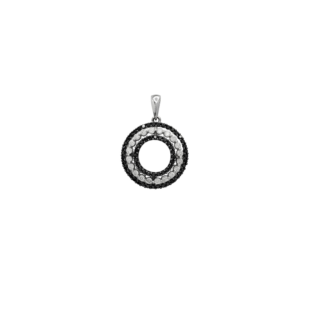 White & Black Diamond Hoop Charm Pendant (14K)