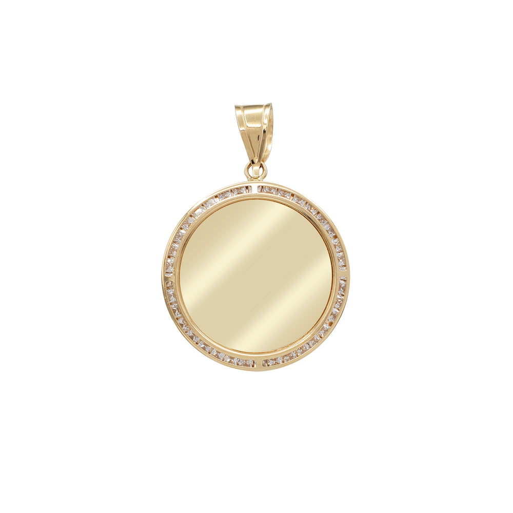 Zirconia Channel-set Reversible Round Medallion Picture Pendant (14K)