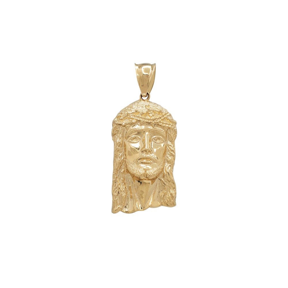Textured Jesus Head Pendant (14K)