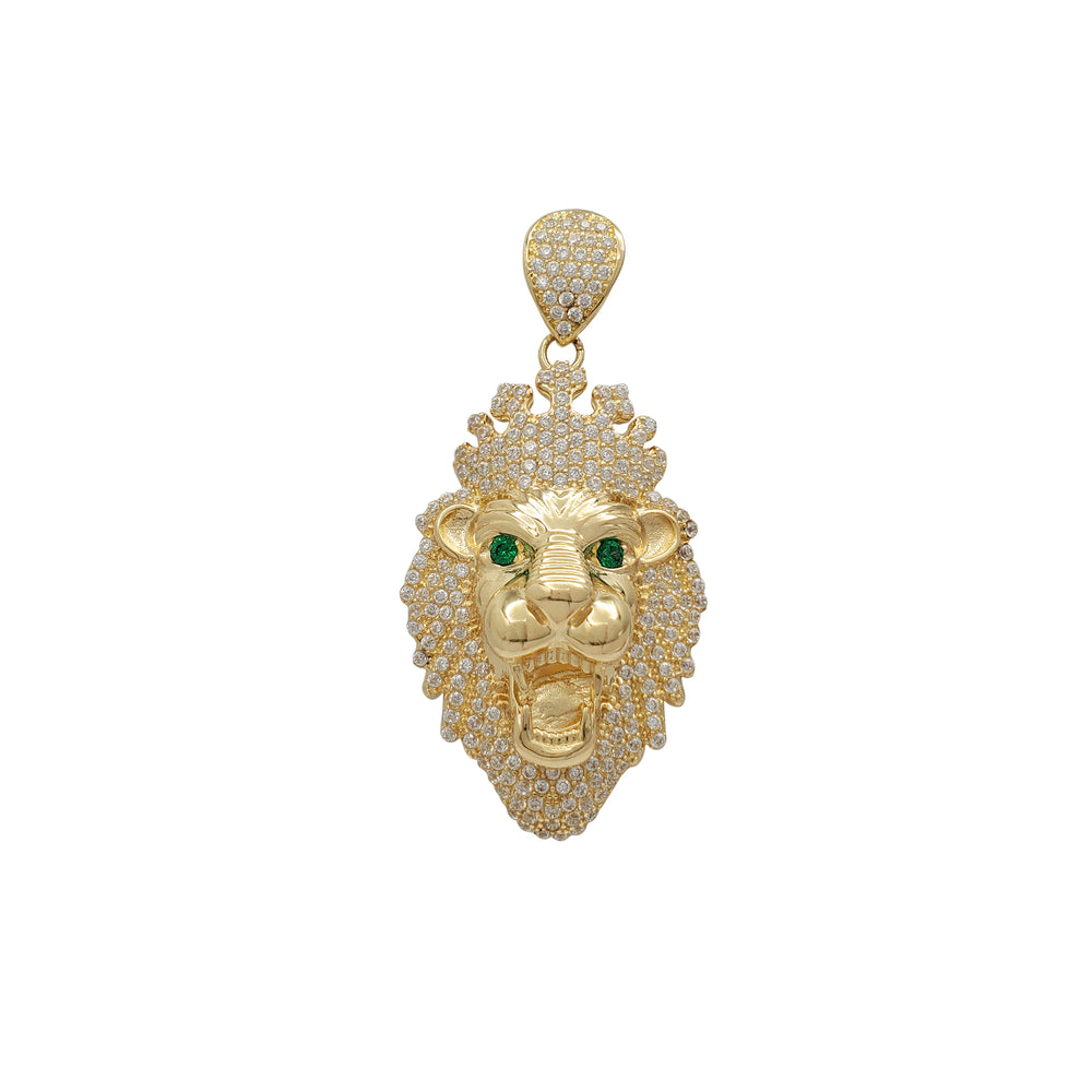 Zirconia Green Eyes Lion King Pendant (14K)