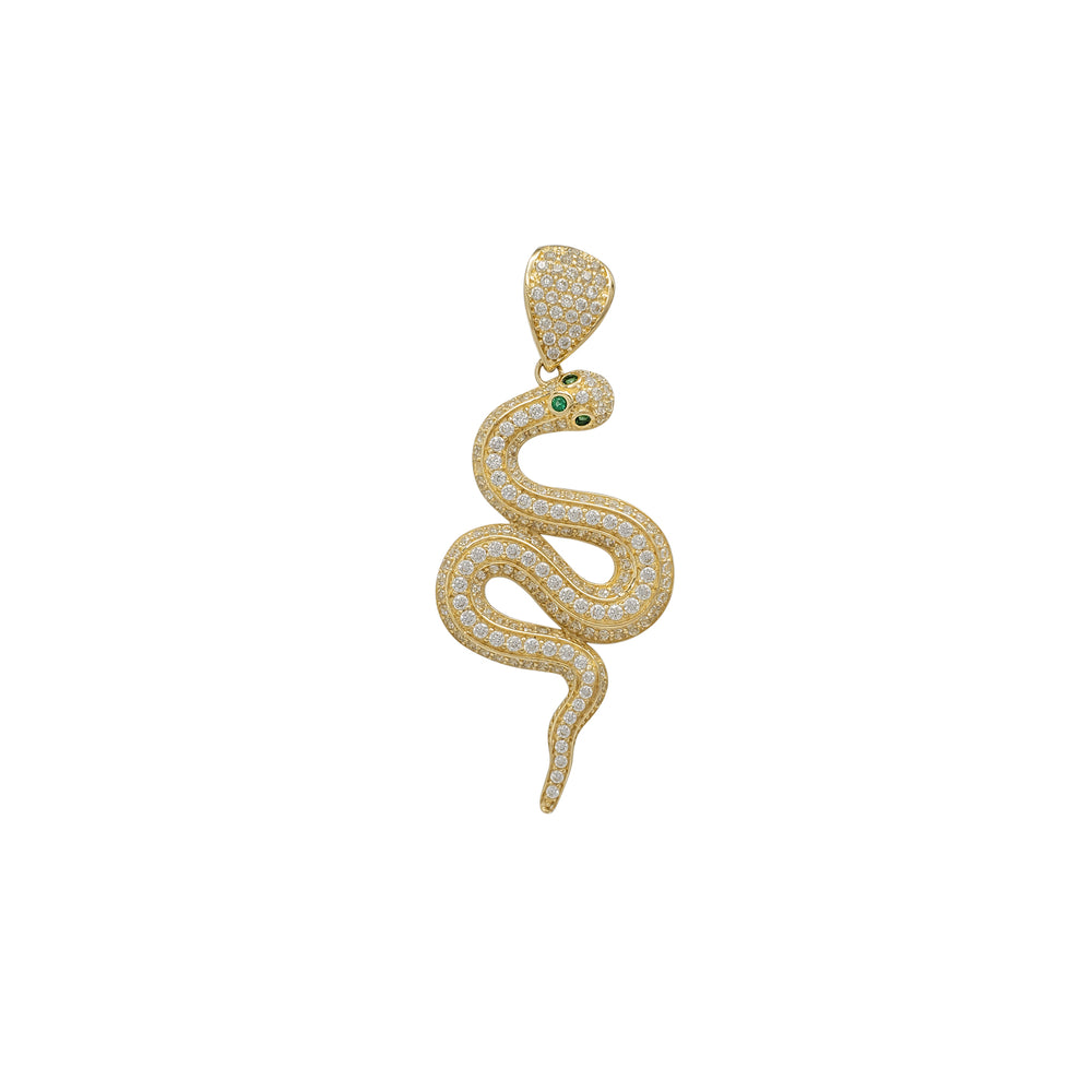 Zirconia Green Eyes Snake Pendant (14K)