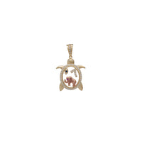 Stone-set Outlined Turtle w/ Lucky Charms Pendant (14K)