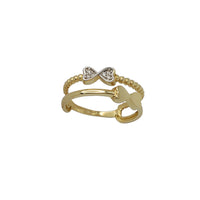 Zirconia Heart Bowtie Double Stack Ring (14K)