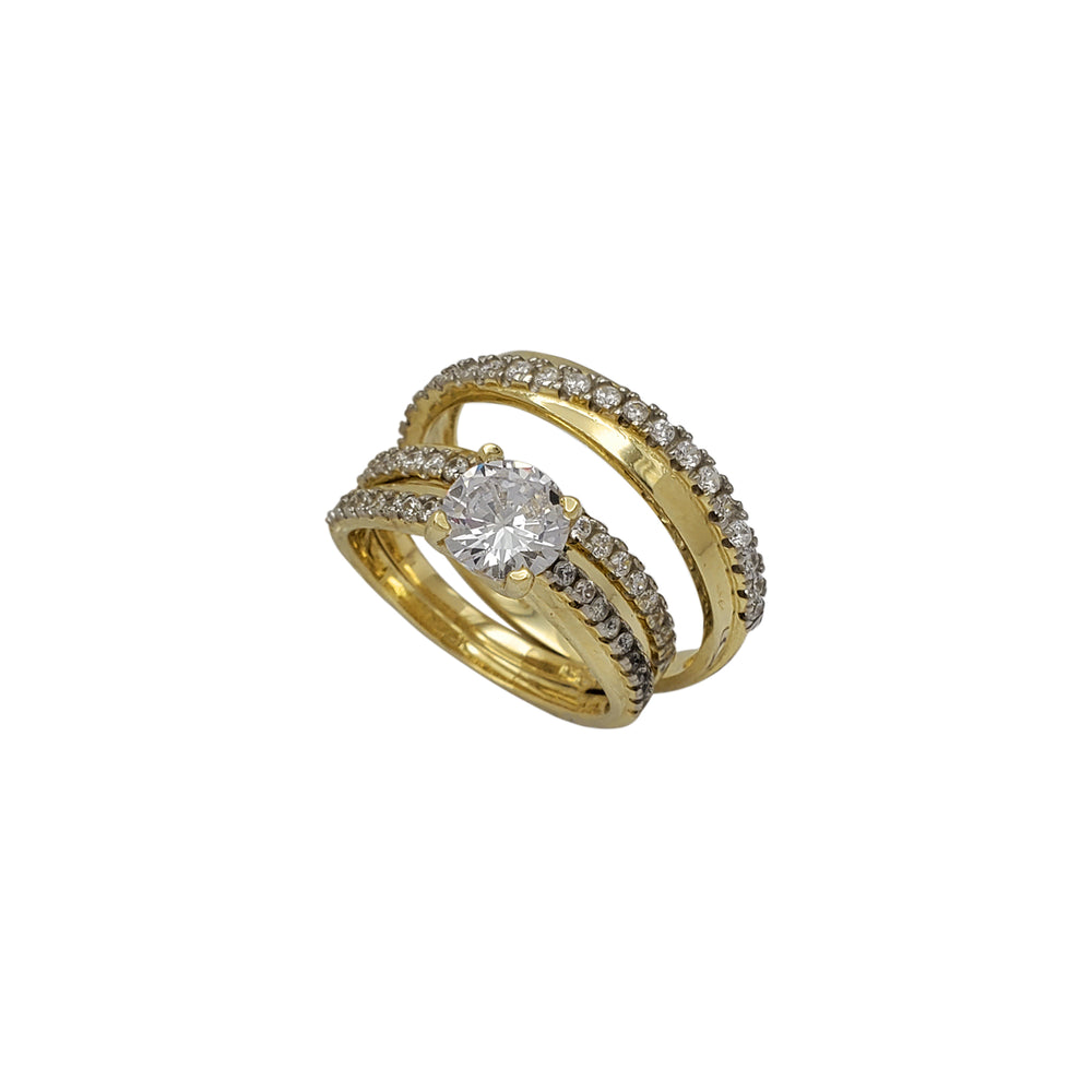 Zirconia Three Piece Set Wedding Ring (14K)