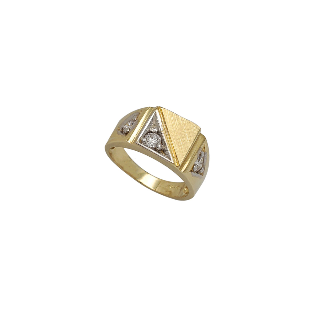 Zirconia Two-Tone Regal Signet Ring (14K)