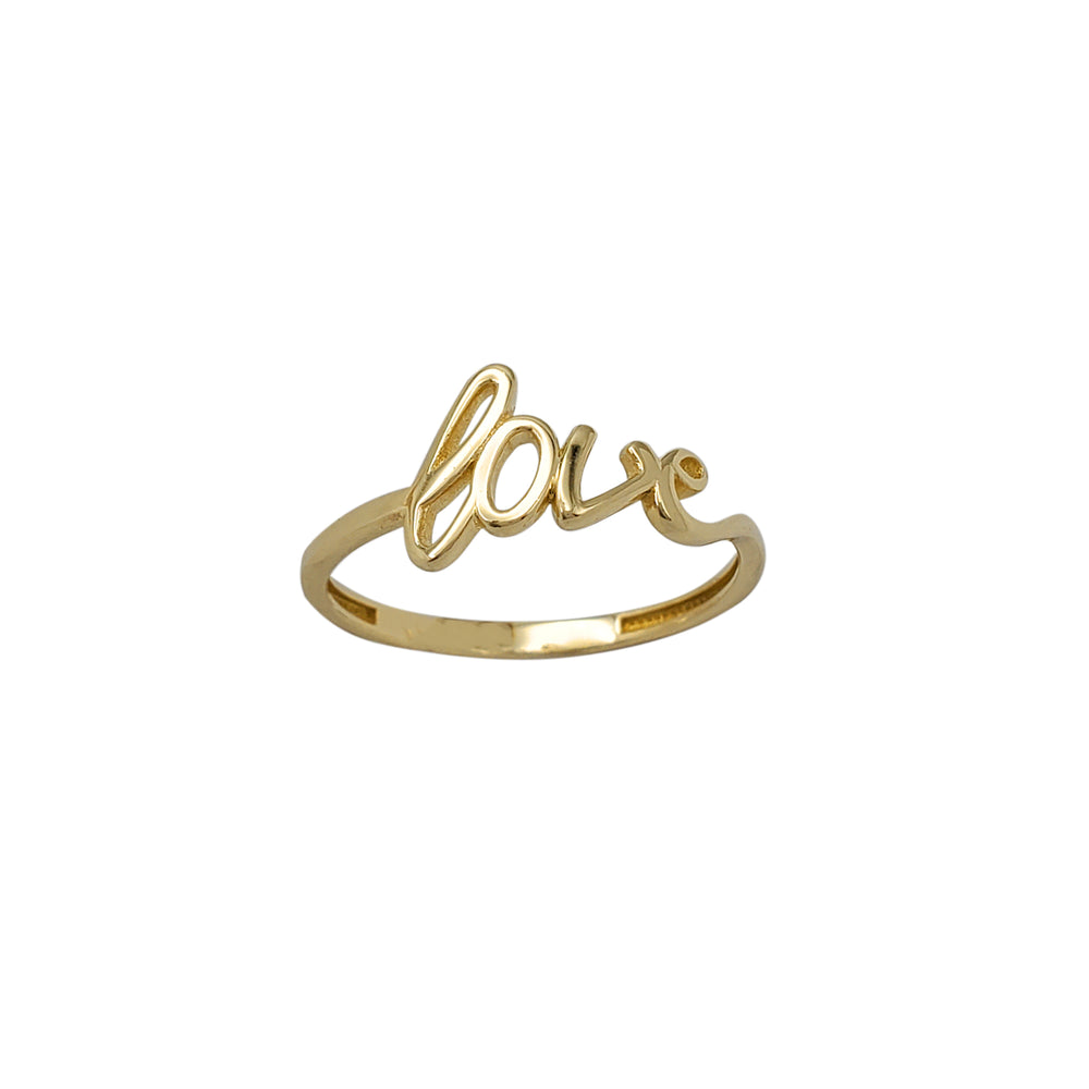 Cursive Letters Love Ring (14K)