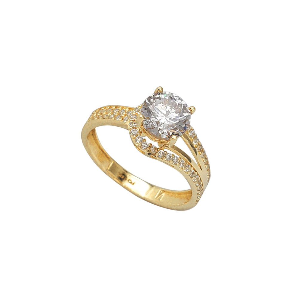 Stone-Set Belt & Buckle Engagement Ring (14K)