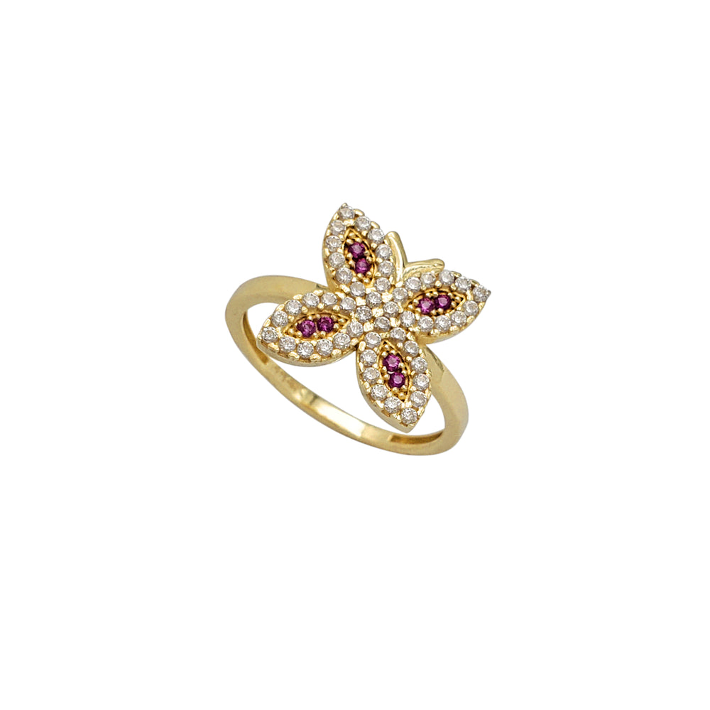 Zirconia Red Pave Butterfly Ring (14K)