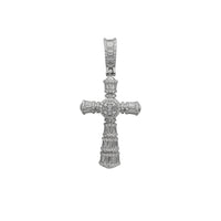 Stone-set Round & Baguettes Sequin Cross Pendant (Silver)