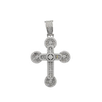 Stone-set Round & Baguettes Cross Pendant (Silver)