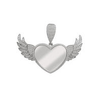 Zirconia Winged Heart Medallion Picture Pendant (Silver)