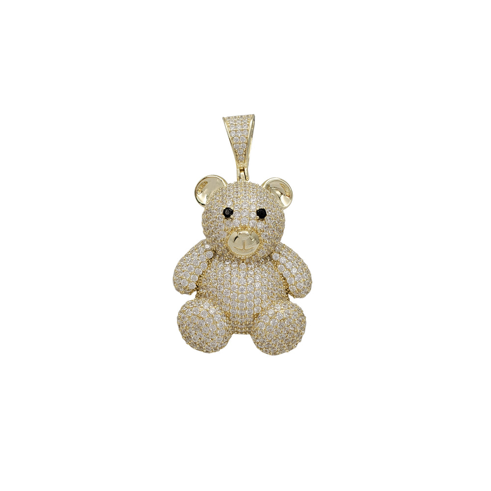 Iced-Out Teddy Bear Pendant (Silver)