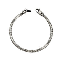 Matte Antique-Finish Round Snake Link Bracelet (Silver)