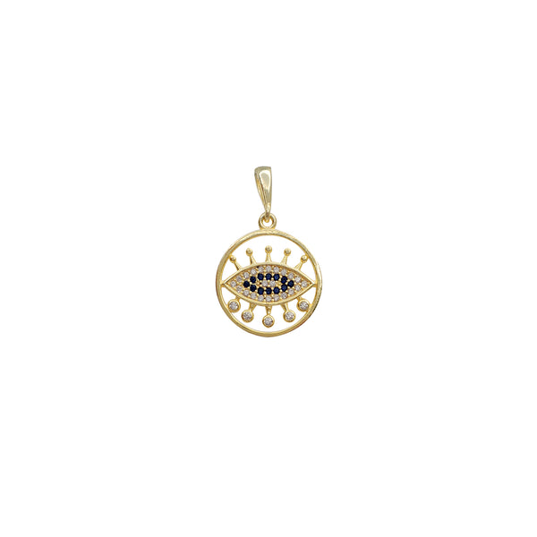 Zirconia Outlined Evil Eye Round Pendant (Silver)