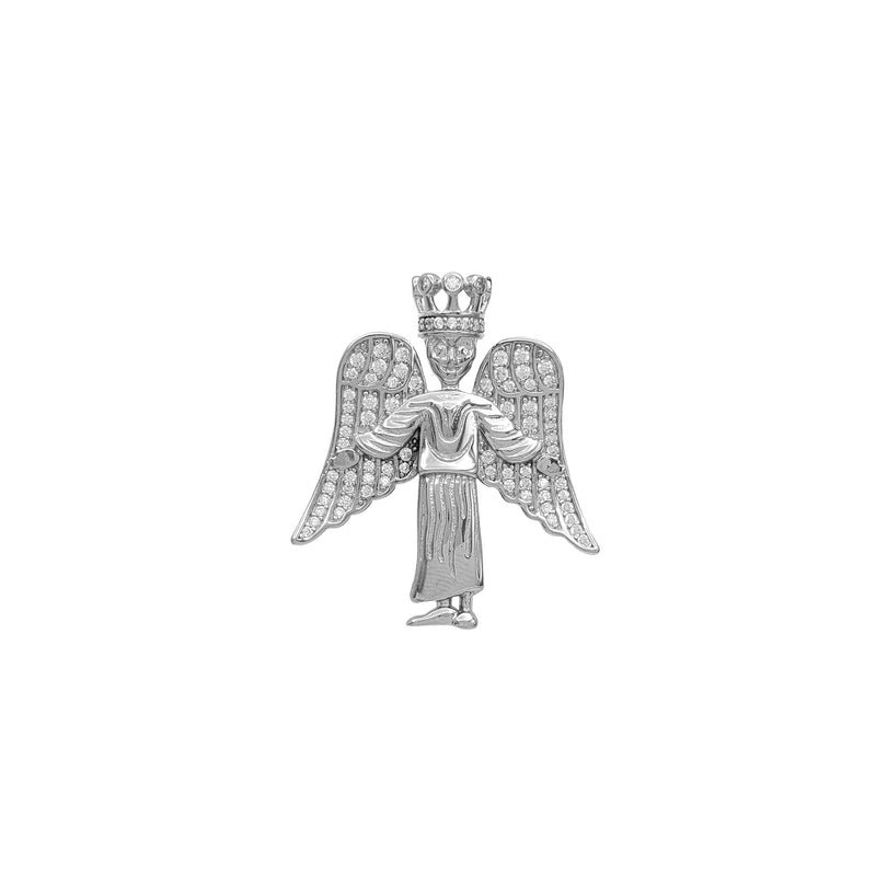 Zirconia Crowned Guardian Angel Pendant (Silver)