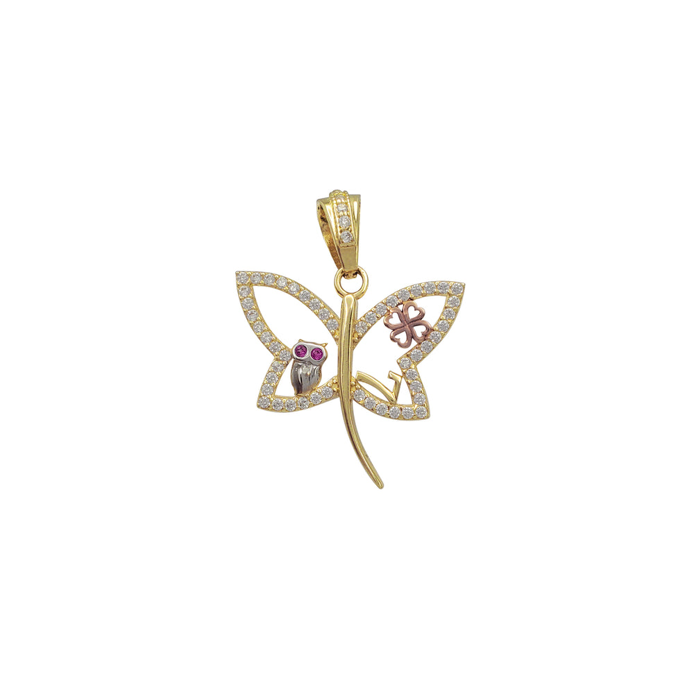 Tricolor 7 Potencia Dragonfly Pendant (14K)