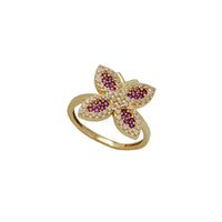 Zirconia Red Pave Butterfly Ring (14K)