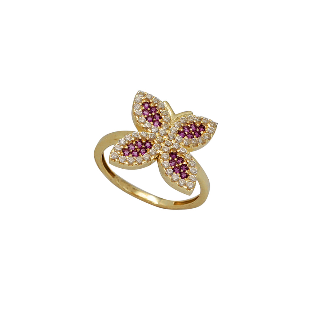 Zirconia Red Pave Butterfly Ring (14K)