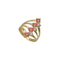 Zirconia Red & White Semanario 7 Rows Outlined Ring (14K)