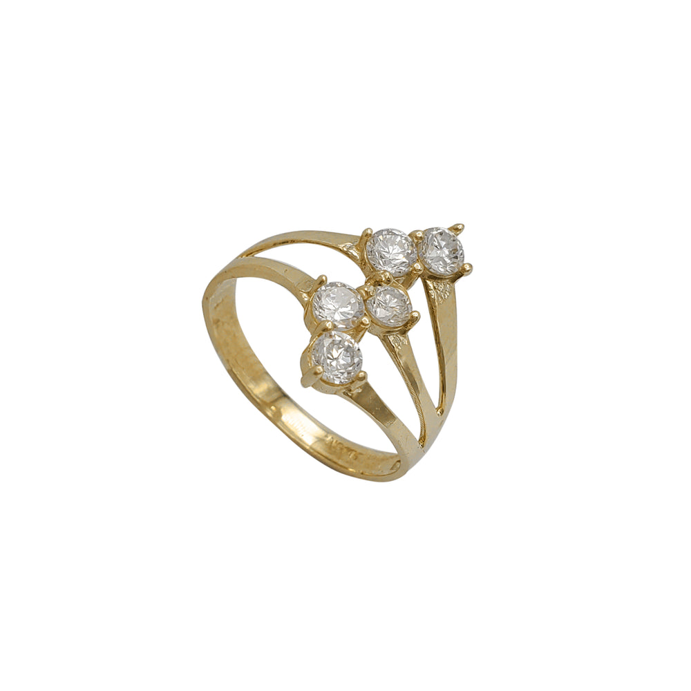 Zirconia Semanario 5 Rows Outlined Ring (14K)