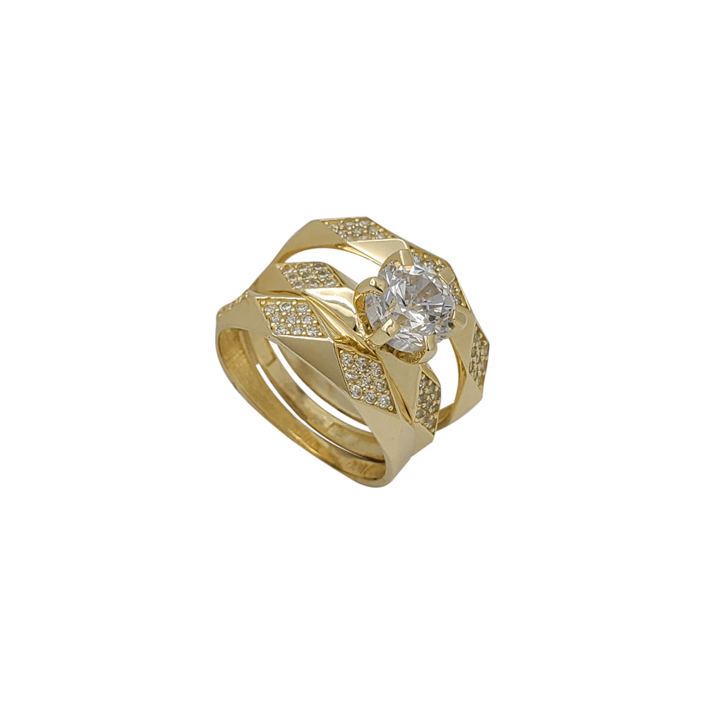 Stone-Set Three-Piece-Set Wedding Ring (14K)