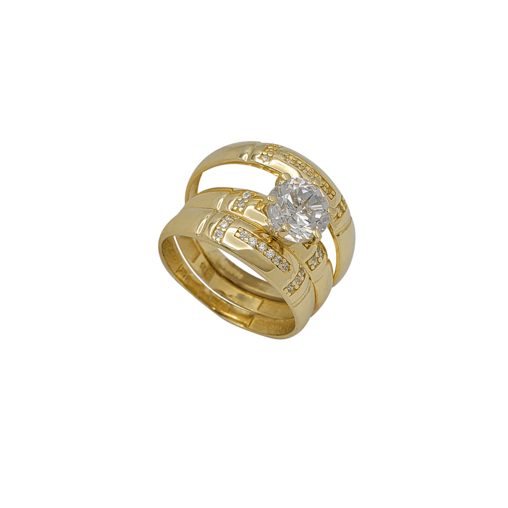 Stone-Set Three-Piece-Set Wedding Ring (14K)