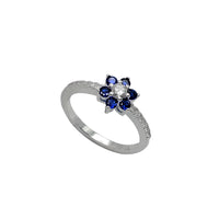 Pave Floral Setting Engagement Ring (Silver)