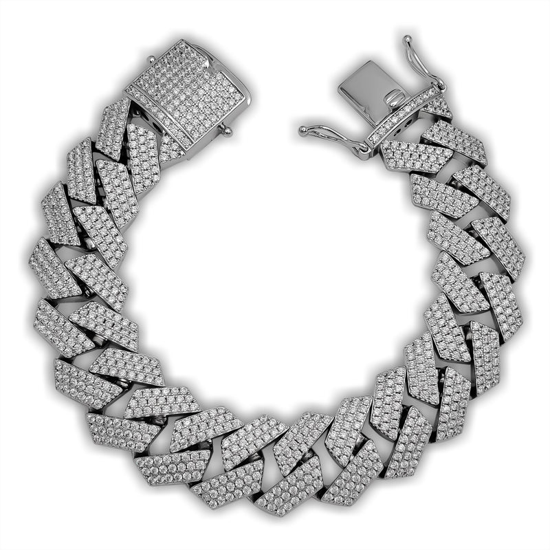 Iced-Out Edged Cuban Bracelet (Silver)