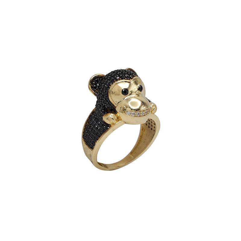 Iced-Out Monkey Ring (14K)