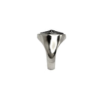 Zirconia Antique-Finish Compass Signet Ring (Silver)