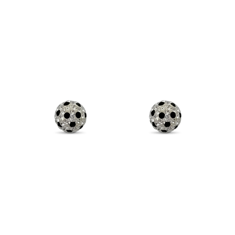 Iced-Out Ball Black & White Stud Earrings (14K)