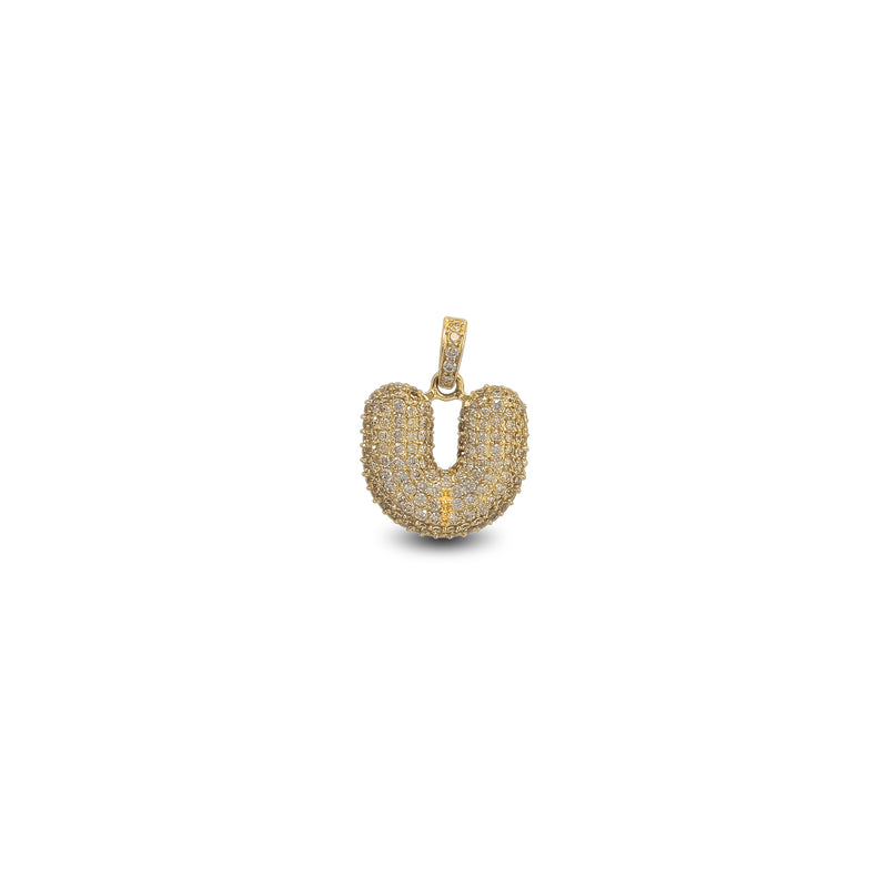 Icy Puffy Initial Letter Pendant (14K)