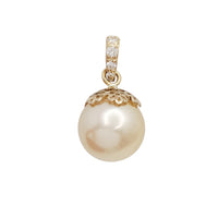 Cultured South Sea Golden Pearl & Diamond Pendant (14K)