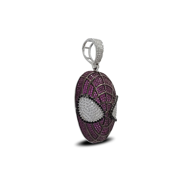 Iced-Out Spider-Man Head Pendant (Silver)