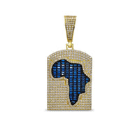 Iced-Out Africa Tag Pendant (Silver)
