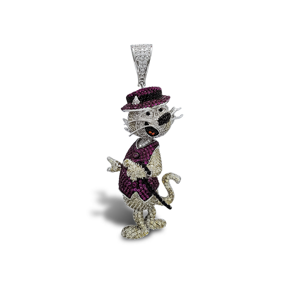 Iced-Out Top Cat Pendant (Silver)