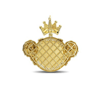 Zirconia Royal Crowned w/ Lions 圆形纪念图片吊坠（银色）